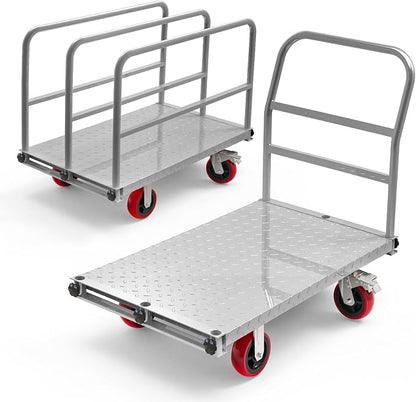 2IN1 Steel Panel Truck Cart, Lumber Cart Drywall Dolly，2500LBS Heavy Duty by PHEXOD