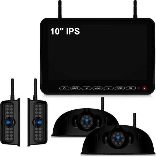 Fookoo HD 10" Wireless 4 RV Backup Camera System by FOOKOO