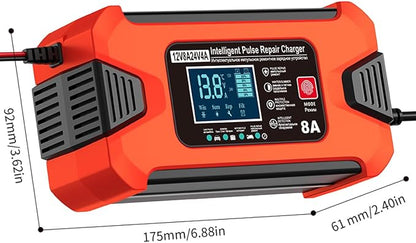 ZiYiJuan 8-Amp Smart Car Battery Charger and Maintainer, 12V/24V Automatic - Image 2