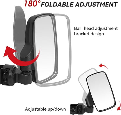 Upgraded Golf Cart Side Mirrors Full Package Tube&No Drilling, Fit - Image 7