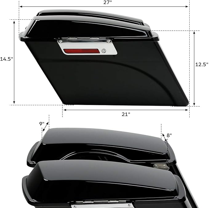 XFMT Motorcycle Saddlebags Vivid Black Hard Saddle Bags Trunk - Image 4