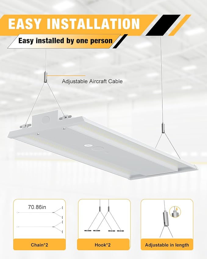 300W LED Linear High Bay Light, 45000LM Shop Light Commercial 120-277V - Image 4