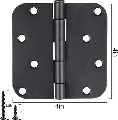 4 in x 4" Black Door Hinges 12 Pack Matte Black Door Hinges 4 Inch Exterior - Image 3