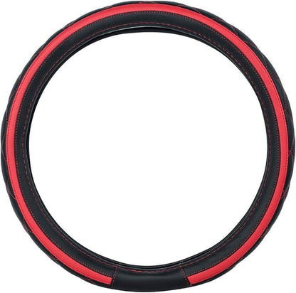 CAR PASS Sporty Quilting Leather Universal Fit Steering Wheel Cover, Fit - Image 7