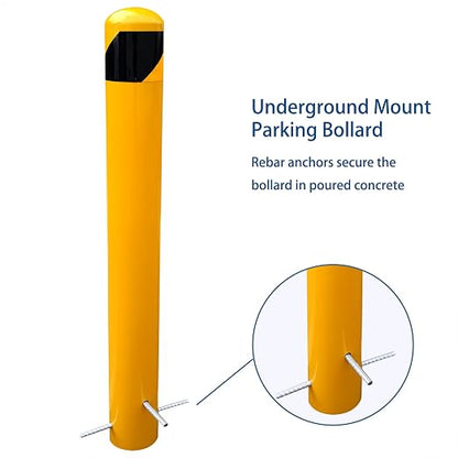 46 inch High Pour in Place Steel Bollard Post, 5-1/2" OD Safety Bollard Yellow - Image 4