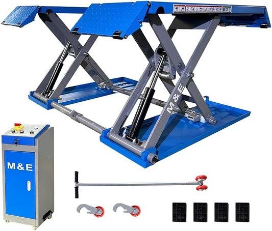 M&E 7700lbs Mid Rise Scissor Lift Pneumatic Release Auto Lift Car Lift 220V by Katool