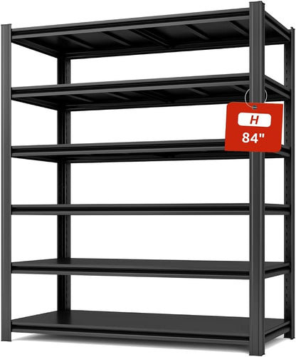 6 Tier Metal Shelving Unit 84" H x 55.12" W x 24" D, 3600LBS Adjustable Storage by SYLOUGH