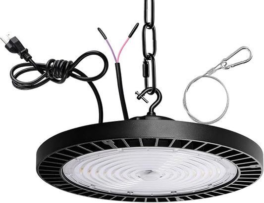 0-10V Dimmable UFO LED High Bay Light, 3 CCT Selectable LED Shop Lights by GXSTHY