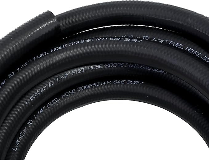LokoCar Rubber Fuel Hose Line Push Lock 1/4" ID SAE 30R7 NBR 25ft 300PSI Black - Image 2