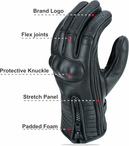 Full Finger Leather Motorcycle Gloves - Image 7