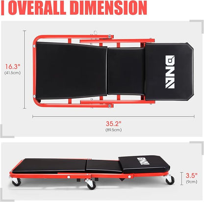 ‎DNA MOTORING TOOLS-00184 36 Inches 2 IN 1 Rolling Folding Car Creeper/Seat - Image 3