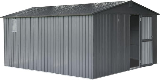 IKERY Extra - Large Galvanized Steel Storage Shed - 11' x 12.5' by IKERY