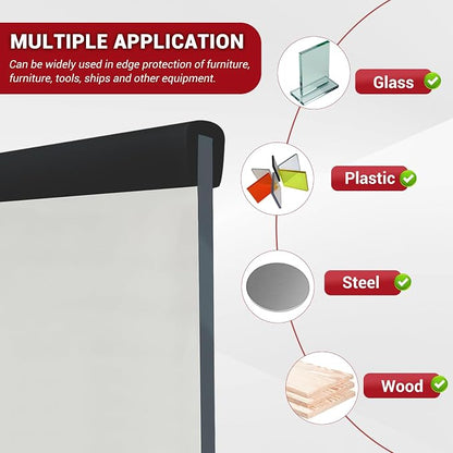 Rubber Edge Trim, 5/16" Self Adhesive Flexible U Channel Edge Protecter - Image 3