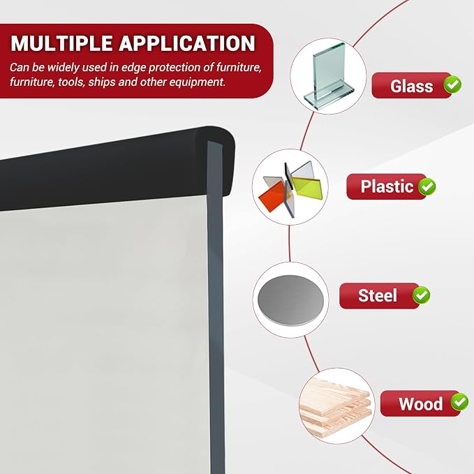 Rubber Edge Trim, 3/16" Self Adhesive Flexible U Channel Edge Protecter - Image 5
