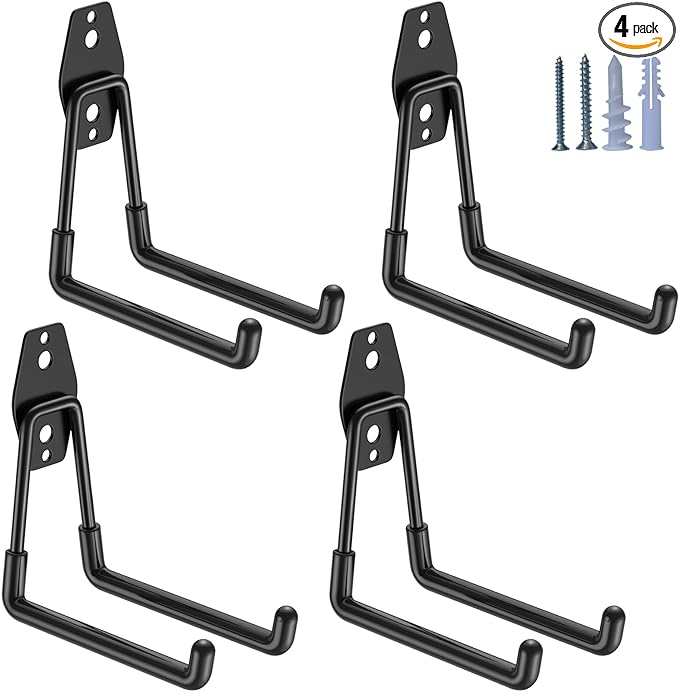 Heavy Duty Garage Hooks 4 Pack, 5.1 inch Medium U Shaped Hanger, Wall Mounted by HUPBIPY