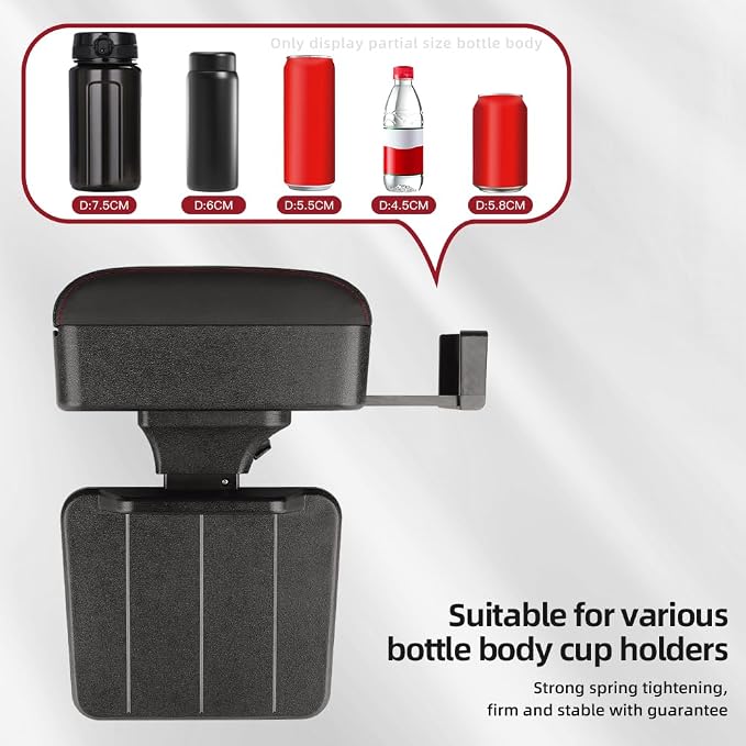 JEYODA Car Armrest Box with Cup Holder Car Central Liftable Armres Storage - Image 7
