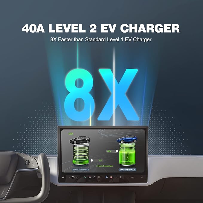 Level 2 EV Charger, 40 Amp, 240 Volt, 25ft Cable, Electric Vehicle Portable - Image 2