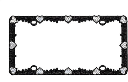 Creathome 3D Daisy Heart License Plate Frame from Pure Zinc Alloy Metal Perfect - Image 4