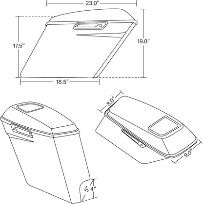 XFMT Motorcycle 5" Stretched Hard Saddlebags W/ 6 x 9 Inches Speaker Lids - Image 5