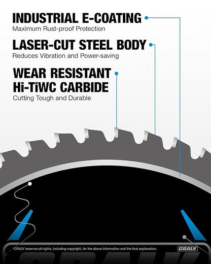 CRALY 10 Inch 50 Teeth Steel and Ferrous Metal Cutting Circular Saw Blade - Image 3
