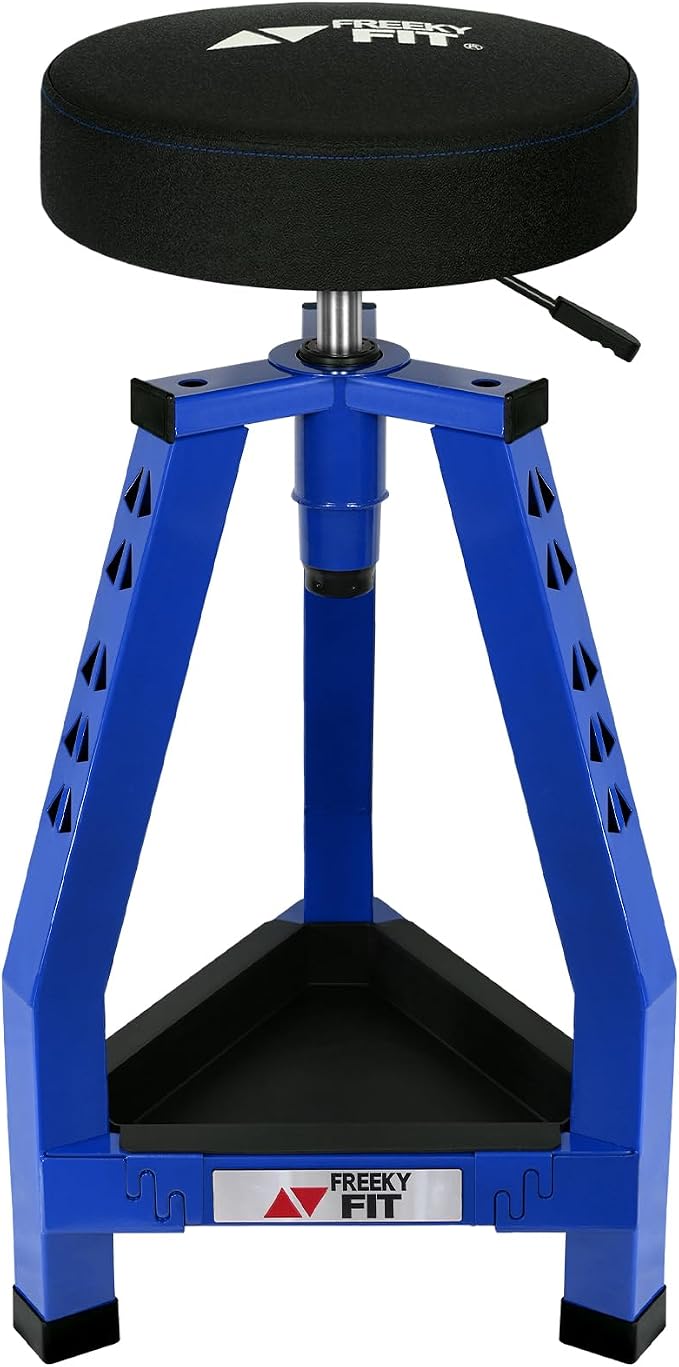 Adjustable Tall Shop Stool, Mechanics Garage Stool Chair, Work Metal Chair by FreekyFit