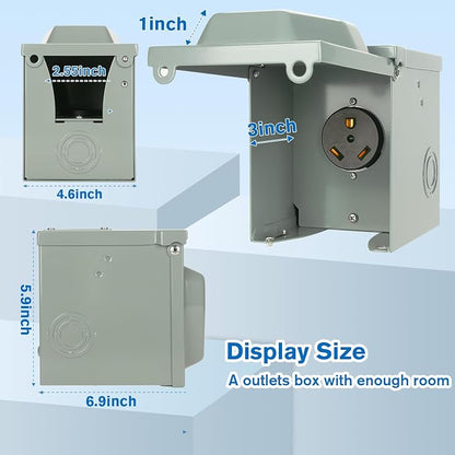 30 Amp RV Power Outlet Box, 125 Volt NEMA TT-30R Receptacle, Lockable Enclosed - Image 5