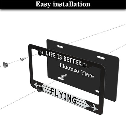 License Plate Frames Black and White Automotive Exterior Accessories Life is - Image 7