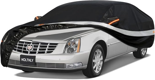 10 Layers Car Cover Custom Fit for Cadillac, Waterproof All Weather for by Holthly