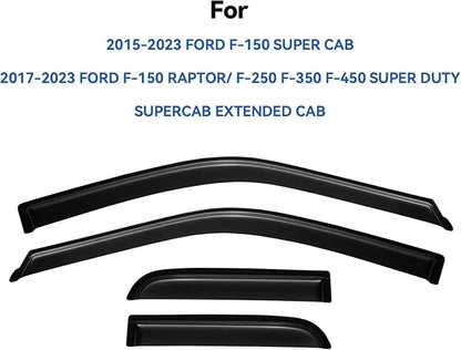 Window Visors Rain Guards for 2015-2024 Ford F150 SuperCab, Out-Channel Window - Image 3