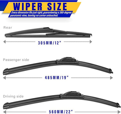 3 wipers Replacement for 2001-2005 Toyota Rav4/2001-2007 Toyota Highlander - Image 2