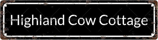 Highland Cow Cottage Vintage Metal Tin Sign, Street Sign, Home Decor, Room Decor by Unknown