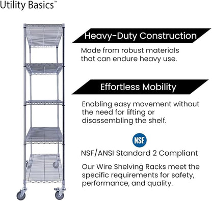 48"x18"x72" Chrome 5-Tier PREMIUM Wire Shelving NSF 4000 LBS MAX CAPACITY Heavy - Image 9