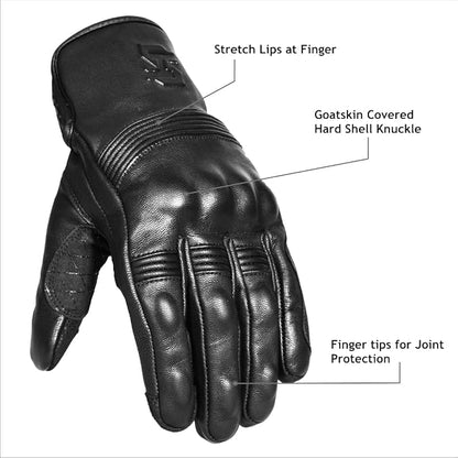 Leather Motorcycle Gloves for Men and Women | Touchscreen | Full Finger | - Image 2