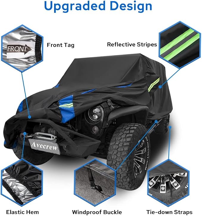 Avecrew for Jeep Wrangler Cover Waterproof 4 Door, All Weather for Jeep Rain - Image 4