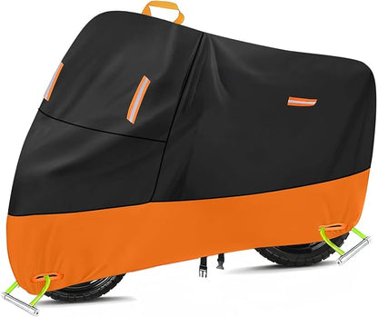 Powersports Vehicle Covers Black & Orange Waterproof Motorcycle Cover by SECELES