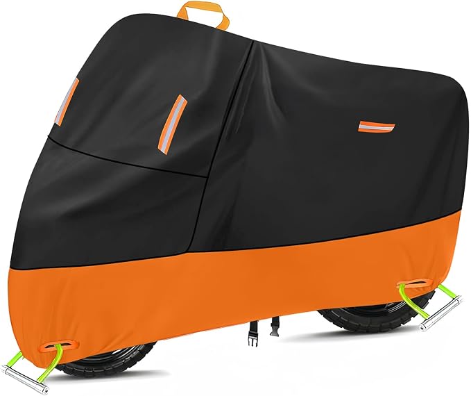 Large Motorcycle Cover Heavy Duty Motorcycle Tarp All Season Durable Waterproof by SECELES