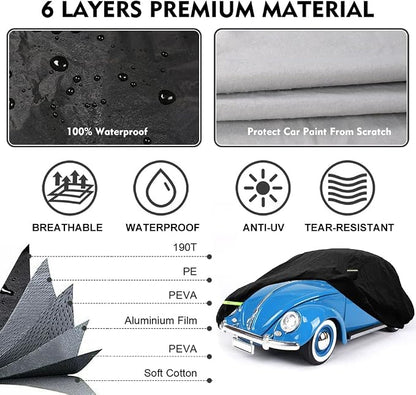 1960-1980 Volkswagen Beetle Sedan 2-Door Saloon Car Cover Waterproof All Weather - Image 2