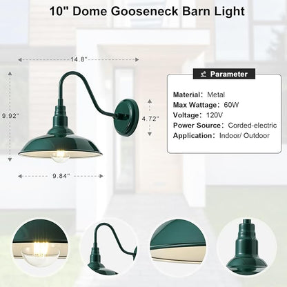 10'' Dome Outdoor Gooseneck Barn Light Fixture - Image 7