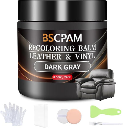 Dark Gray Leather Recoloring Balm, Leather Couch Scratch/Stain Remover by BSCPAM