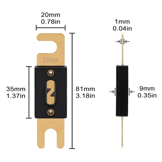 250A ANL Fuse 250 Amp Inline Blade Fuses 32V - Image 2