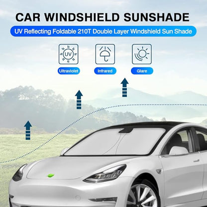 KUST Windshield Sun Shade for 2017-2023 Tesla Model 3 Accessories Sunshade - Image 2