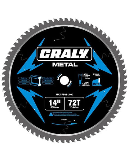 CRALY 14 Inch 72 Teeth Steel and Ferrous Metal Cutting Circular Saw Blade by CRALY