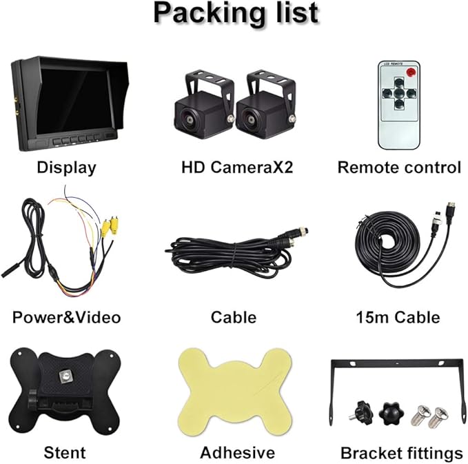 AHD Dual Backup Camera with 7'' 1080P DVR Monitor, Front and Rear View Camera - Image 7