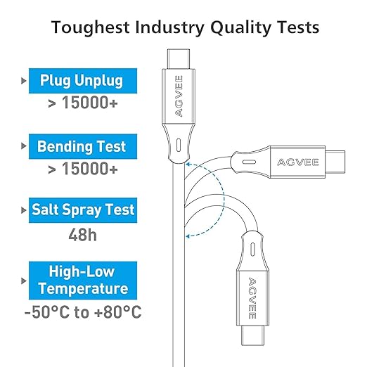 AGVEE 5ft Coiled Short USB to USB-C Charging Cable 3A Fast Charger Cord in Car - Image 6