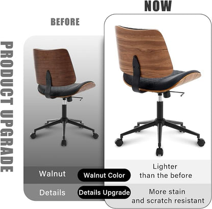 Home Office Chair No Arms with Wheels, Adjustable Height Small Desk Chair - Image 7