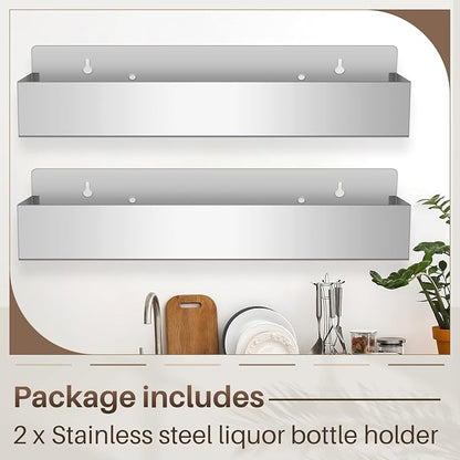 Tanlade 2 Pieces 32 Inch Single Speed Rail Stainless Steel Liquor Bottle Holder - Image 3