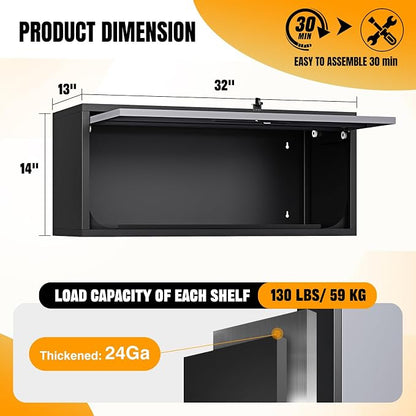 Wall Mounted Steel Metal Garage Storage Cabinet, Wall Cabinet Shelf Floating - Image 3