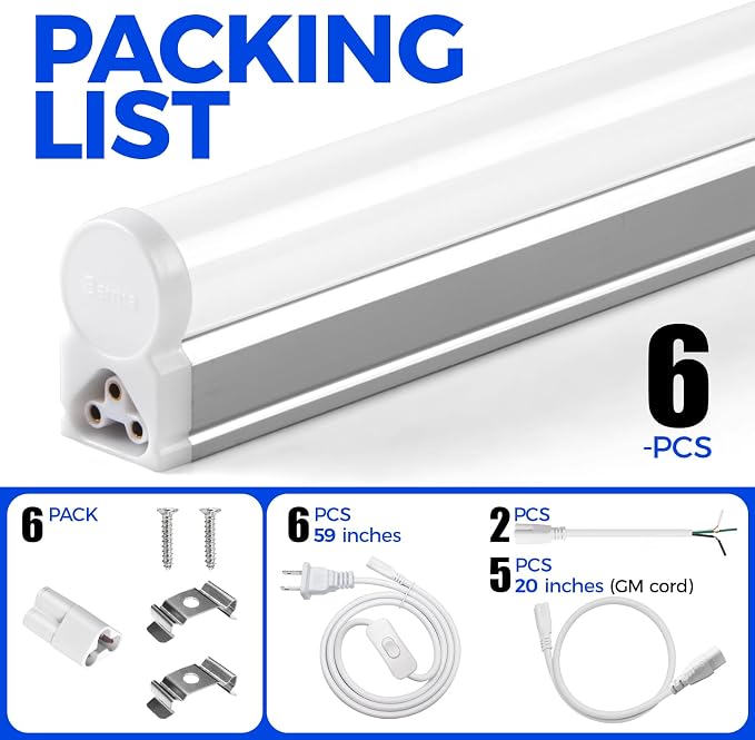 Barrina (6 Pack LED T5 Integrated Single Fixture, 6500K Super Bright White - Image 8