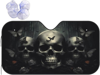 Skull Car Sun Shade Windshield Sunshade Foldable Front Window Shield Cover by mutakin