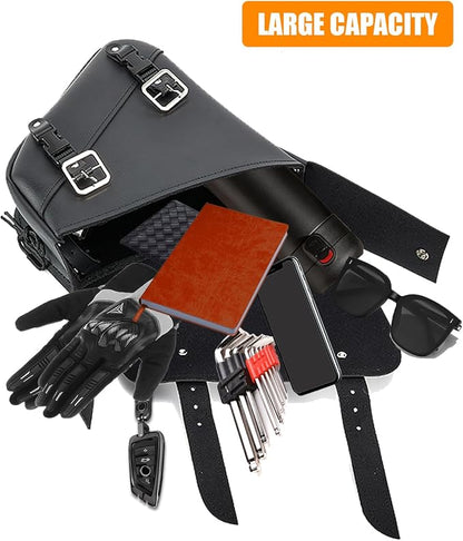 Motorcycle Saddle Bags Leather Motorcycle Solo Swing Arm Bag - Image 7